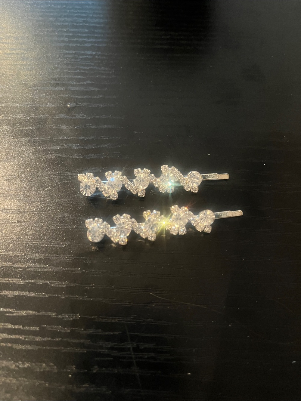 Silver Tone Rhinestone Crystal Bobby Pins Hair Clips – Set of 2